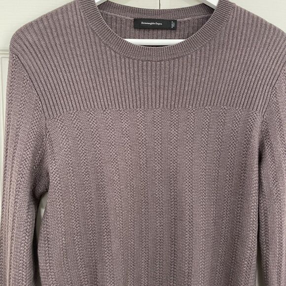 Ermenegildo Zegna Pink Raspberry Glace Wool & Silk Cable Knit Sweater SZ 48/S - Picture 7 of 8